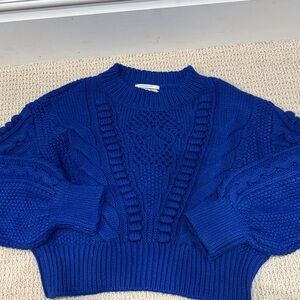 Anthropologie Royal Blue Cable Knit Sweater